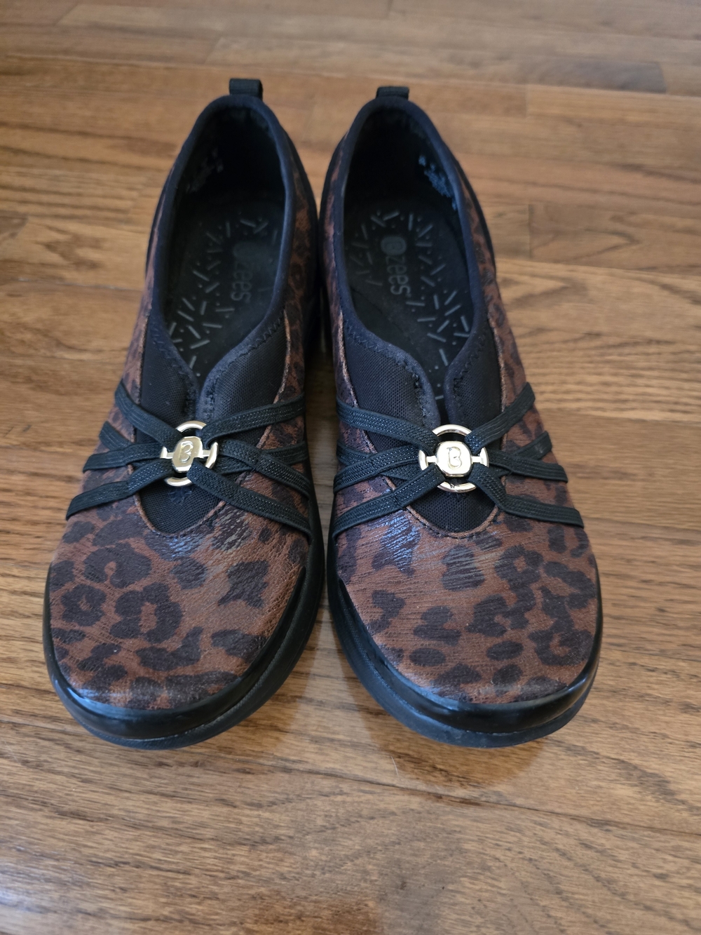 Bzees Brown Leopard-Print Slip-On Flats Size 9